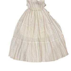 Blanc Du Nil Cute White Dress Size TU (OSFA?) Sleeveless w/ Bow Coastal Cottage